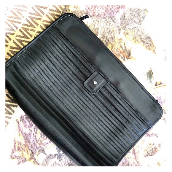 Valentino Handbags - Vintage Valentino Clutch Logo Embossed Leather